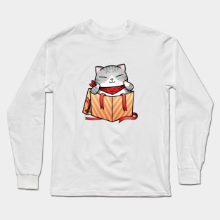 Cat Gift Box Long Sleeve T-Shirt